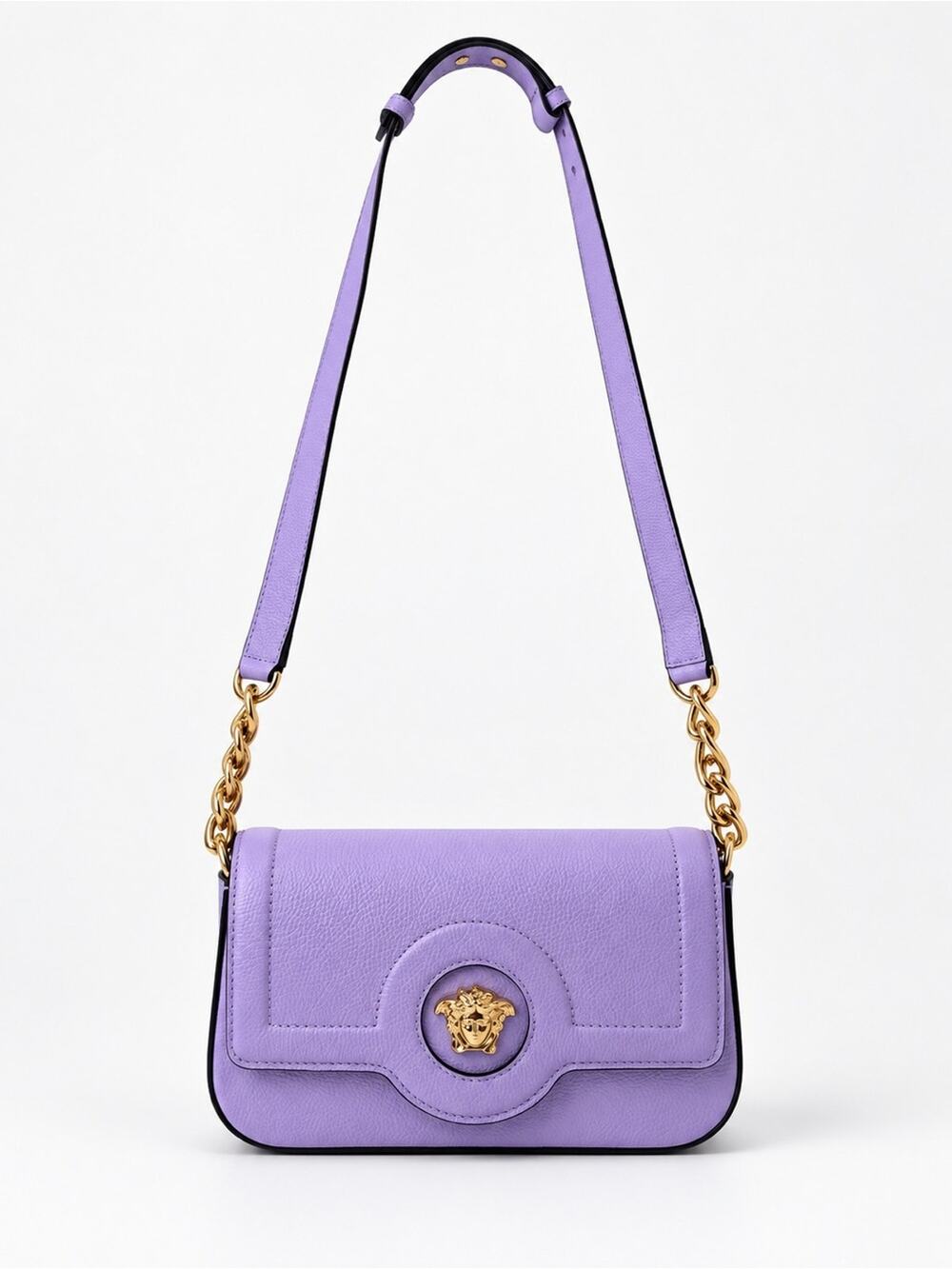Versace La Medusa Leather Shoulder Bag Lavender
